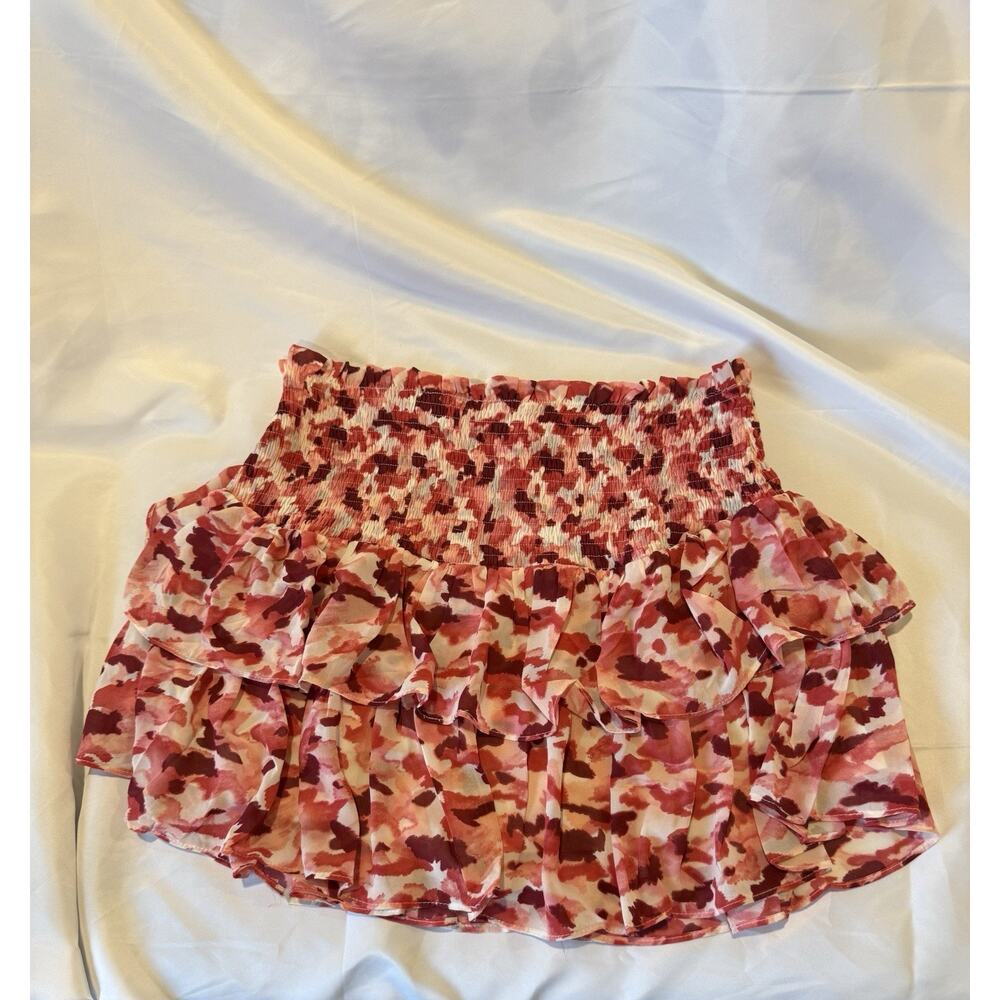 Blu Pepper Women’s Red And White Camouflage Ruffle Skirt Size Medium NWT
